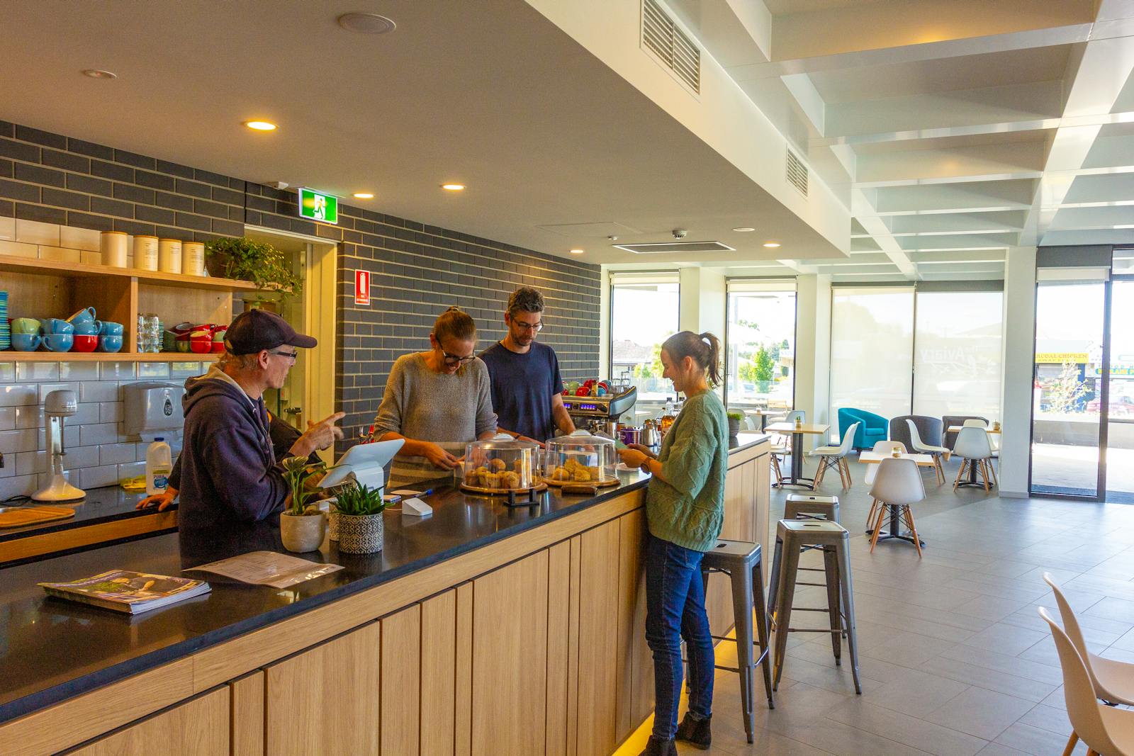 Relaxed gathering at a cafe in Corio, Victoria, Australia.